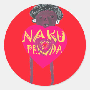 Nakupenda Love Art – Swahili Heart Design Ronde Sticker