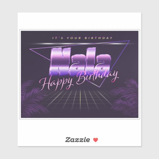 Nala Prénom lila retro Sticker (Feuille)