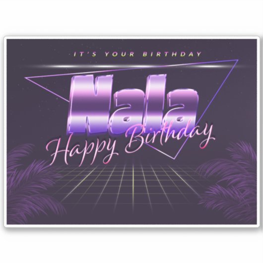 Nala Prénom lila retro Sticker (Devant)