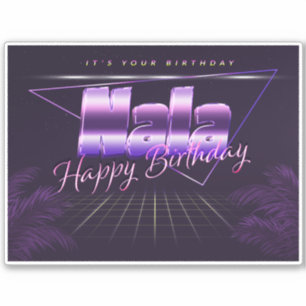 Nala prénom nom autocollant rétro lilas pour anniv