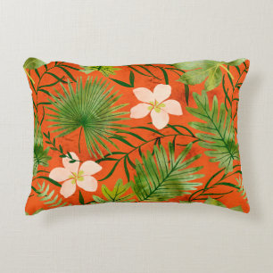 Nalani Hawaiian Tropical Garden Coral Accent Kussen