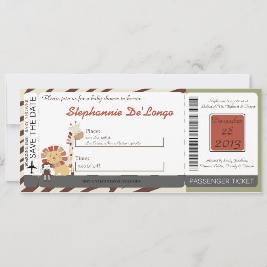 Nali Jungle Zoo Animal Lion Baby shower Invitation (Devant)