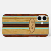 Nalu Hou Faux Koa Wood Monogram Surfboard Case-Mate iPhone Case (Achterkant (horizontaal))