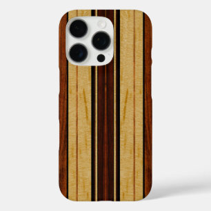 Nalu Hou Faux Koa Wood Surfboard iPhone 16 Pro Hoesje