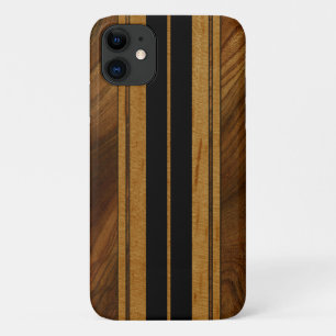 Nalu Mua Faux Koa Wood Surfboard Black iPhone 11 Hoesje