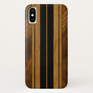 Nalu Mua Faux Koa Wood Surfboard Black iPhone X Hoesje