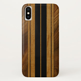 Nalu Mua Faux Koa Wood Surfboard Black iPhone X Hoesje