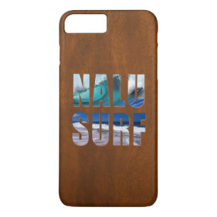 Nalu-Surf Hawaiaanse Golfplaat van Nep Koa Hout iPhone 8 Plus / 7 Plus Hoesje