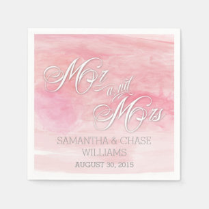 NAM HET ROZE MODERNE HUWELIJK VAN DE WATERVERF TOE SERVETTEN