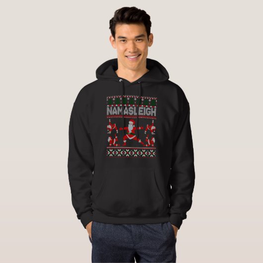 NAMASLEIGH Ugly KerstSweater Meme Santa Claus Hoodie (Voorkant volledig)