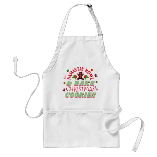 Namastay Thuis en Bak Kerstkoekjes Standaard Schort (Voorkant)