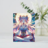 Namaste anime meisje mediteren briefkaart (Staand voorkant)