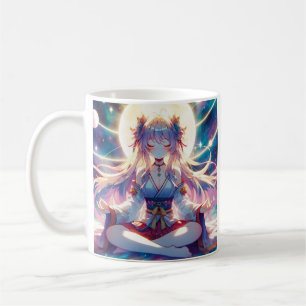 Namaste anime meisje mediteren koffiemok