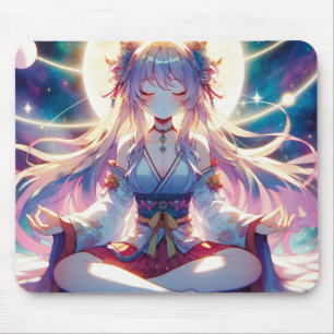 Namaste anime meisje mediteren muismat