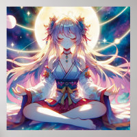 Namaste anime meisje mediteren