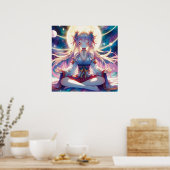 Namaste anime meisje mediteren poster (Keuken)