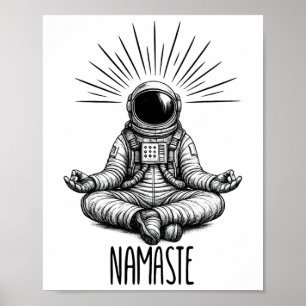 Namaste Astronaut Yoga Meditatie Ruimte Yoga Houde Poster