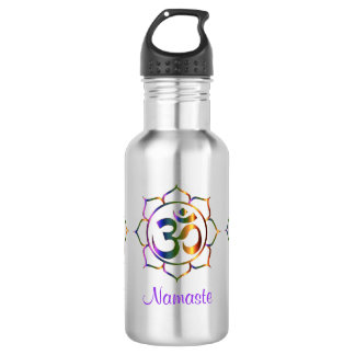 Namaste Aum Om & Lotus Prismatic Regenboog Waterfles