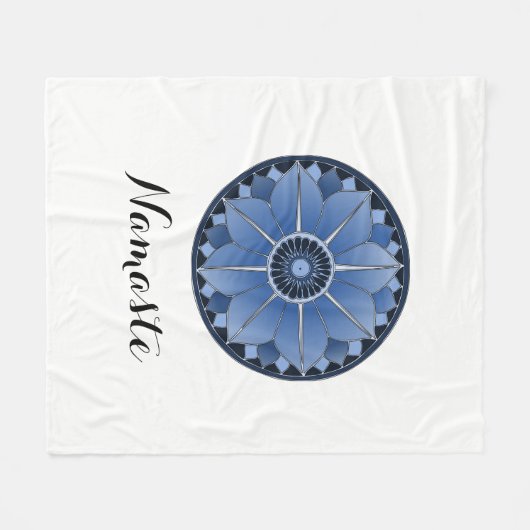 NAMASTE Blauwe Bloem Spiritueel Lotus Mandala Fleece Deken (Voorkant (Horizontaal))
