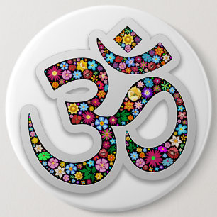 Namaste Bloemensymbool Kunst Ronde Button 6,0 Cm