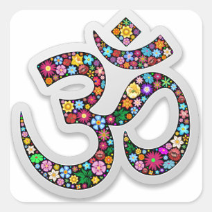 Namaste Bloemensymbool Kunst Vierkante Sticker