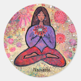 Namaste Bruin Haired Yoga Meisje Sticker