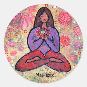 Namaste Bruin Haired Yoga Meisje Sticker