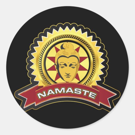 Namaste Buddha Logo Ronde Sticker (Voorkant)
