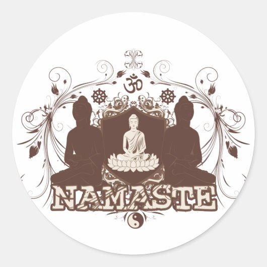 Namaste Buddha Ronde Sticker (Voorkant)