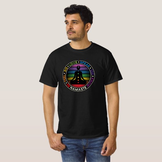 Namaste Chakras Meditation Chakra Alignment T-shirt (Voorkant volledig)