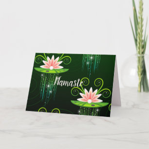 Namaste Citaat Dank Je Wel Roze Lelies op Groene O Kaart