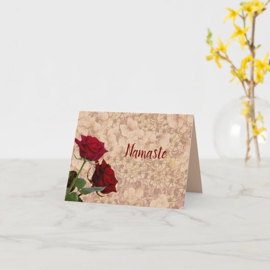 Namaste Citaat Dank u Rood Rozen  Ontwerp Kaart (Gele Bloem)