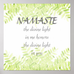 Namaste citaat natuur groene bladeren ontwerp poster