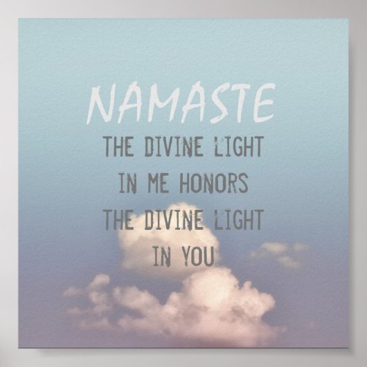 Namaste citaat poster bllue sky en wolken (Voorkant)