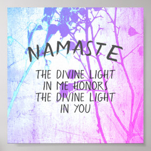 Namaste citeert paarse en blauwe natuur kunst poster