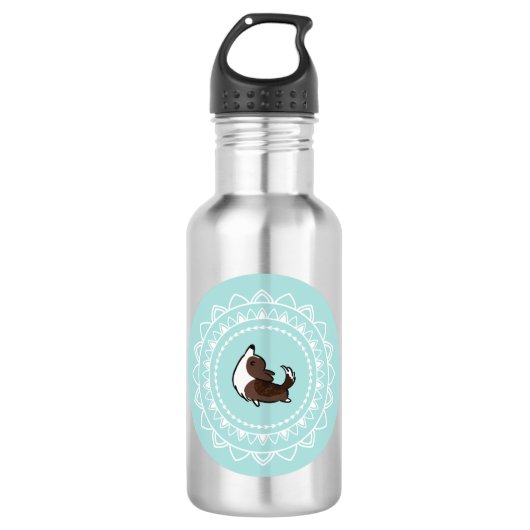 Namaste Corgi Brindle Emblem Water Fles (Voorkant)