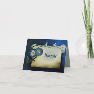 Namaste Dank U Elegant Blauw Bloemmotief Kaart
