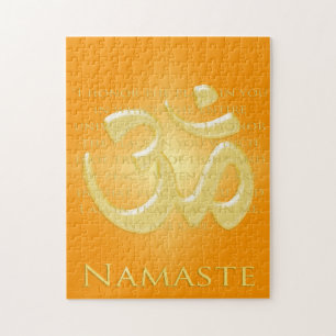 Namaste Definitie met Om Symbol - op Sinaasappel Legpuzzel