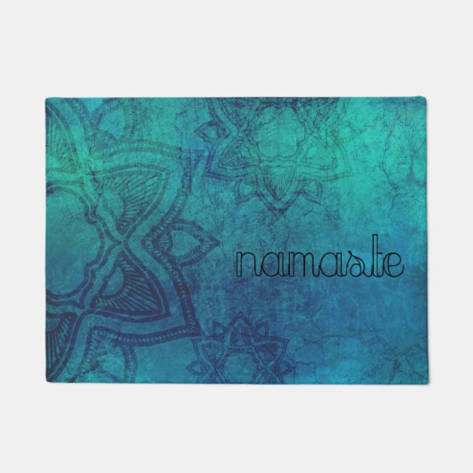 Namaste Distress Turquoise Mandala door Mat (Voorkant)