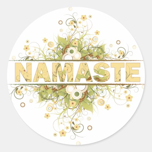 Namaste  Floral Ronde Sticker (Voorkant)