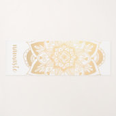 Namaste Gold Flower Mandala White Yogamat (Voorkant (horizontaal))