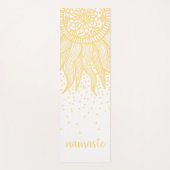 Namaste Gold Sun Mandala Confetti White Yogamat (Voorkant)