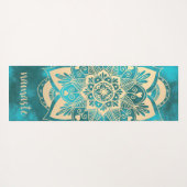 Namaste Gold Turquoise Flower Mandala Yogamat (Achterkant (horizontaal))