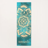 Namaste Gold Turquoise Flower Mandala Yogamat (Achterkant)
