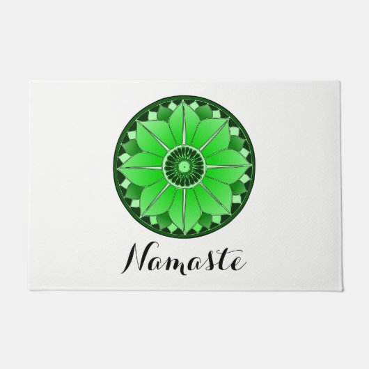 NAMASTE Groene Bloem Spiritueel Lotus Mandala Wit Deurmat (Voorkant)