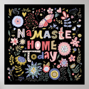 Namaste Home Vandaag Volkskunst Bloemen Poster
