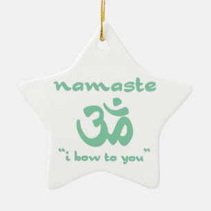 Namaste - Ik buig voor je (in groen) Keramisch Ornament