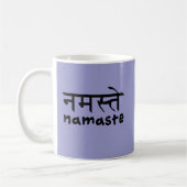 Namaste in het Engels en het Hindi Koffiemok (Links)