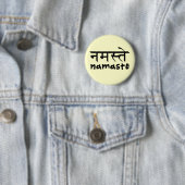 Namaste in het Engels en het Hindi Ronde Button 5,7 Cm (In situ)