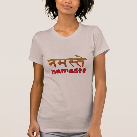 Namaste in het Engels en Hindi Script T-shirt (Voorkant)
